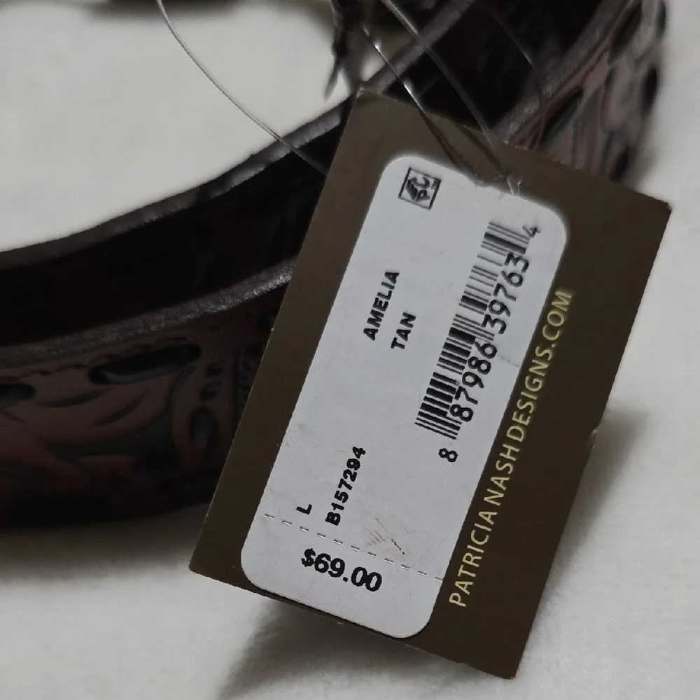 Patricia Nash Brown Tooled Leather Belt‎